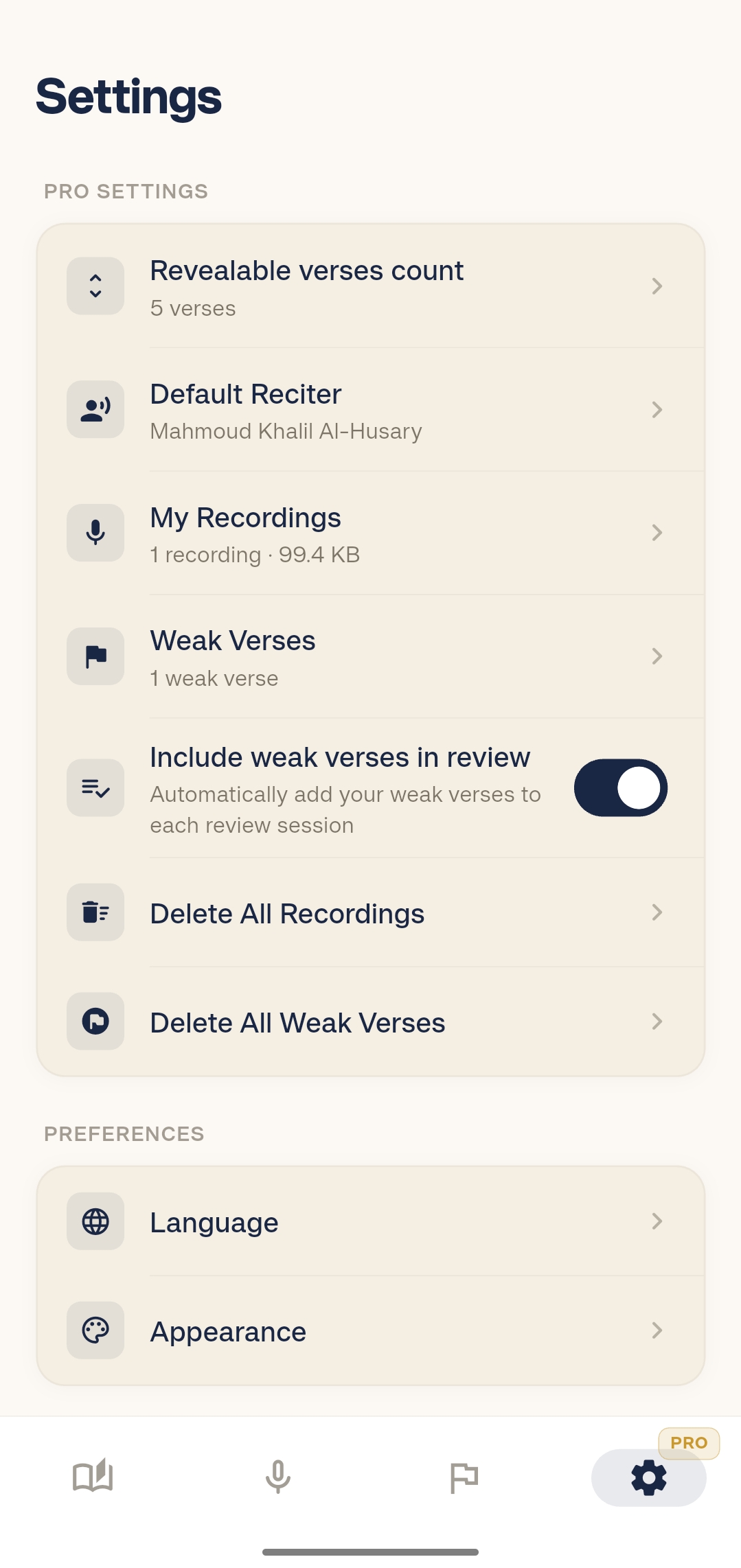 Settings